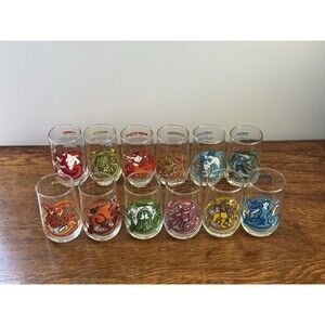 1976 Arby's Zodiac Drinking Glass Full Set Birth Sign Astrology Vintage Retro